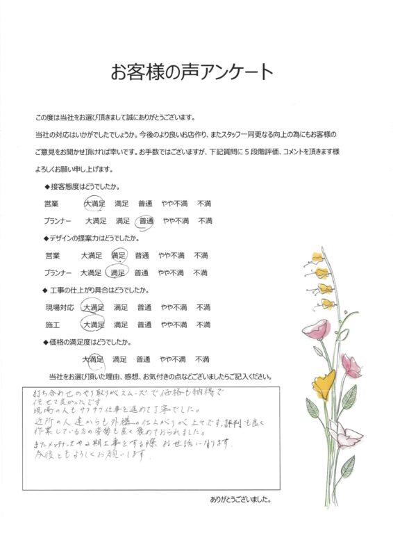 打ち合わせのやり取りがスムーズで価格も納得で任せて良かったです。